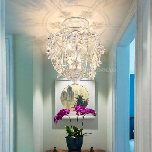 HSHIXINMAO American country iron crystal Ceiling lights retro restaurant aisle porch lamp bedroom study creative personality