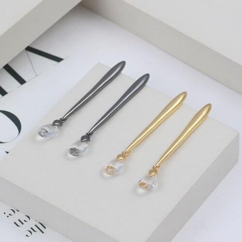 Personality simple word metal strip drop resin pendant commuter long earrings girl