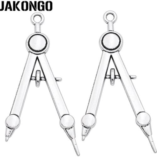 JAKONGO Tibetan Silver Plated Compasses Charms Pendants for Bracelet Necklace Jewelry Making DIY Handmade Craft 50x23mm 5pcs