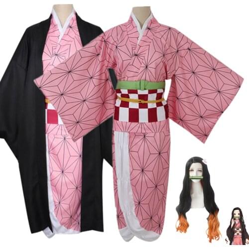 Demon Slayer Kimetsu no Yaiba Kamado Nezuko Anime Adult Kids Kimono Cosplay Costume