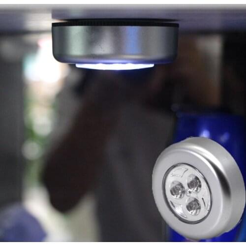 Button light 3 LED Battery Powered Stick Tap Light Lamp New Home kitchen cabinet tap light car tail box lighting night light