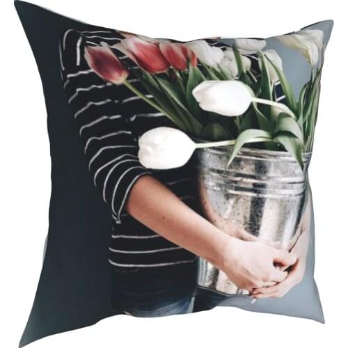 Beautiful flowers decorative cushion cover figure cushion cover 45 cm linen pillow residential culture sofa decoration