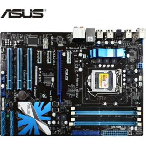 ASUS P7H55 Motherboard LGA 1156 DDR3 16GB For Intel H55 P7H55 Desktop Mainboard Systemboard SATA II PCI-E X16 Used AMI BIOS