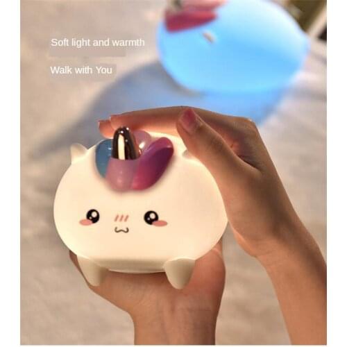 Unicorn Cute LED Night Light Soft Silicone Touch Sensor Night Light for Children Kids Bedroom Rechargeable Tap Control Night Led