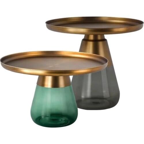 Minimalist light luxury living room holiday b&b apartment coffee table color glass tea table web celebrity family tea table