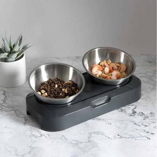 Pet Cat Bowl Stainless Steel Double Dog Bowls With Raised Stand Non-slip Feeder Water Dish Puppy Kitten Feeding Pet Supplies