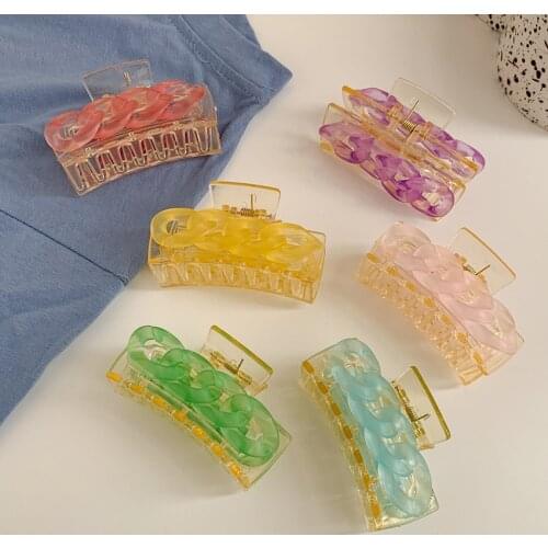 2021 New Fashion Sweet Boutique Chain Colorful Geometry Hairpin Barrette for Women Girl Accessories Headwear