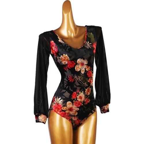 New Sexy Latin dance leotard tops Women long sleeves Modern Waltz Ballroom dance wear costumes