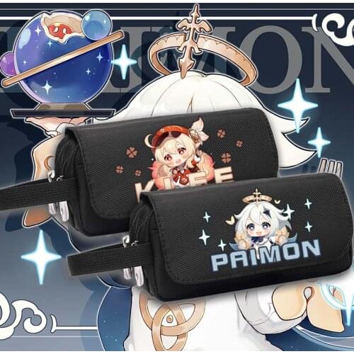 Game Genshin Impact Venti Diluc Klee Keqing Pen Bag Box Stationery Fashion Student High Capacity Pencil Case Anime Storage Bag