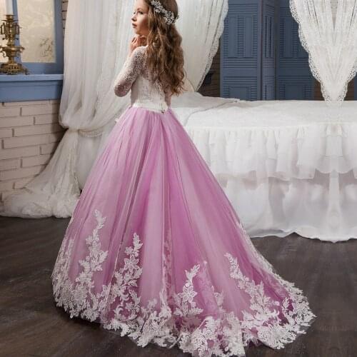 Flower Girl Dresses Elegant Champagne Lace Appliqué Sleeveless Cascading Kids Pageant Gowns For Weddings First Communion Dresses