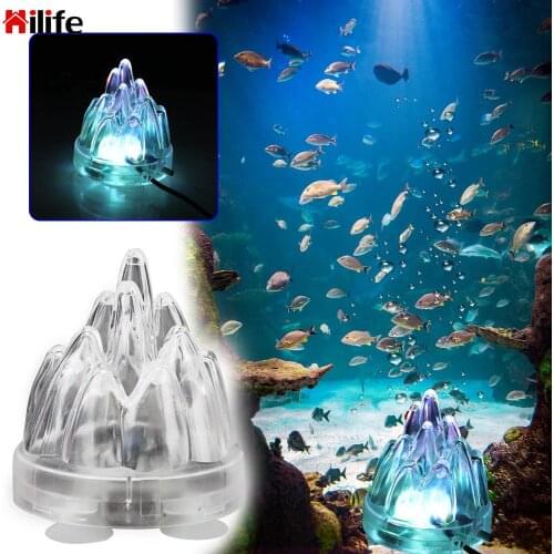 Underwater LED Colorful Fish Tank Bubble Light Air Stone Disk Light Aquarium Decorations Aquarium Volcano Air Pump