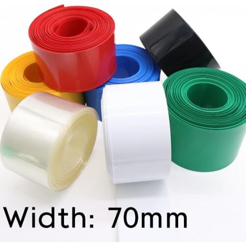 Width 70mm PVC Heat Shrink Tube Dia 44mm Lithium Battery Insulated Film Wrap Protection Case Pack Wire Cable Sleeve Colorful