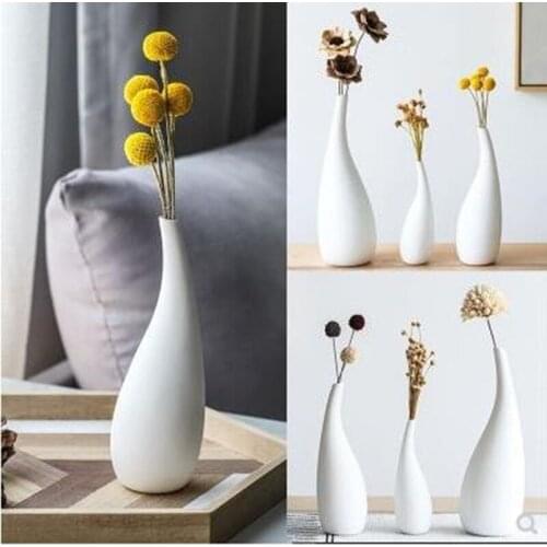 European-style simple water drop vase, ceramic vase figurine, home decoration crafts, desktop dried flower art vase