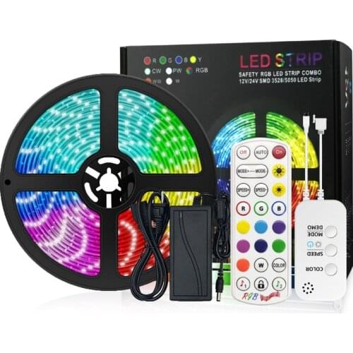 Waterproof LED Light Strip 5050RGB Music Light Strip 5M 150 Light Bluetooth 24 Key Colorful Light Strip