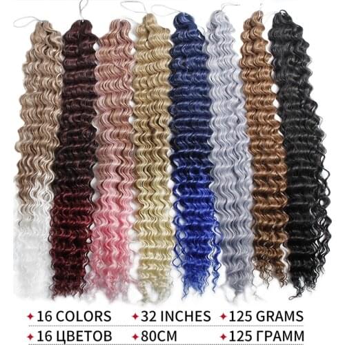 YxCheris 32inch Synthetic Crochet Hair Braids Long Water Deep Wave Twist Afro Curls Crochet Braid Ombre Braiding Hair Extensions