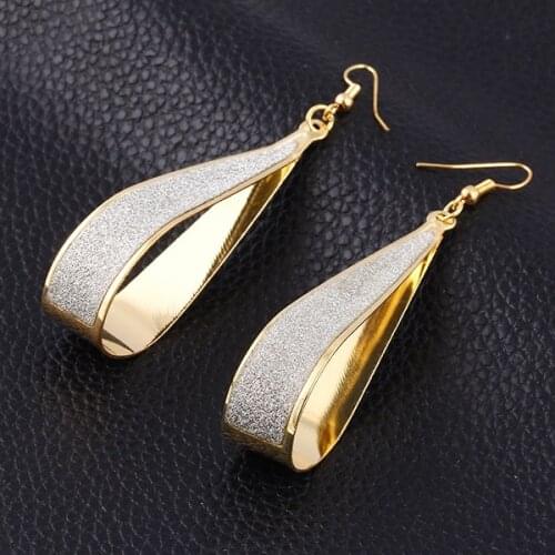 Europe And America Scrub Drop Earrings Geometric Fashion Circle Long Earrings Womens Jewelry Wholesale And Retail Brincos