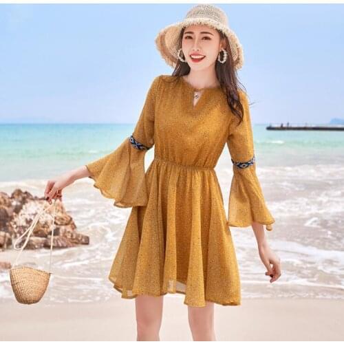 Artfeel Spring New Vintage Printed Mini dress Women Backless Dress Holiday Slim Boho Yellow Office Lady dress Plus Size