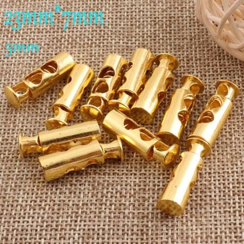 1-10 Gold Double Barrel Toggle Craft Cord Lock,Stopper Spring Buckle Connector Buckle,Spring Buckle,Cylinder Stopper Toggle