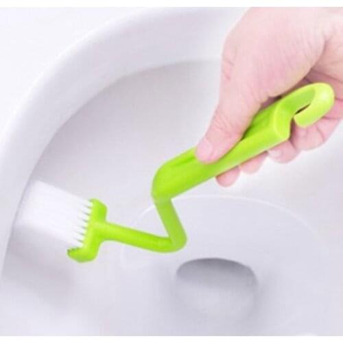1pc Portable Toilet Brush Scrubber V-type Cleaner Cleaning Brushes with Curved Handle Cleaning Side Corners Bathroom Accessories
