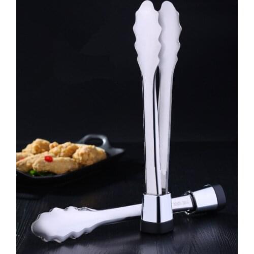 1PC Stainless Steel Tongs Bread Food Clip Barbecue Tong Pizza Bread Steak Clip Home Kitchen Utensils Accessories PL 009