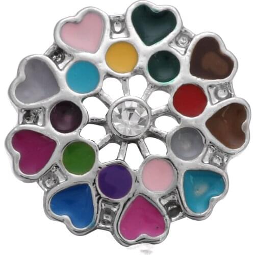 10pcs/lot New Snap Jewelry Oil Painting Beauty Flower Metal Snap Buttons Fit Ginger 18mm Snap Button Bracelet Bangles For Women