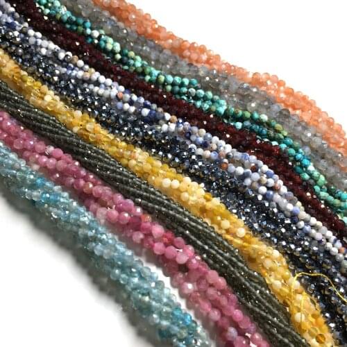 2 3mm Small Faceted Beads Natural Gem Stone Loose Spacer Beads For Jewelry Making DIY Bracelet Necklace Wholesale