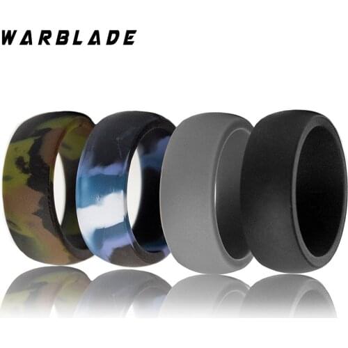 3pc/set 6-12 Size Food Grade FDA Silicone Ring Hypoallergenic Crossfit Flexible Camouflage Rubber Finger Rings For Men Women 8mm