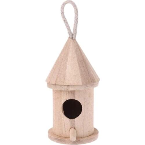 5Pcs Natural Wooden Bird House, Hanging Birdcage,Outdoor Garden Birdcage Diy Wooden Kit Small Birds Nest Decoration