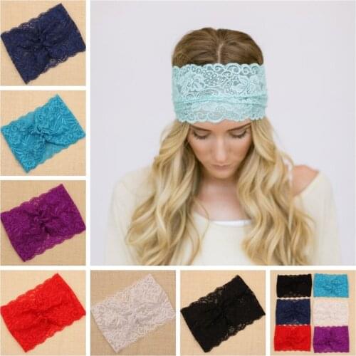50 pcs/lot ,Womens wide Lace Headband, Stretchy Tapered Cut Lace Headband