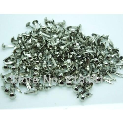 500Pcs Silver Tone Round Brads Scrapbooking Embellishment DIY 9x5mm(3/8"x1/4") A00876