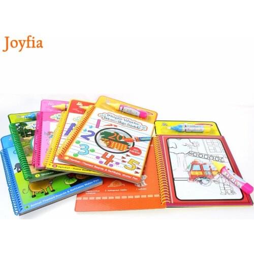 6 Types Water Drawing Book & Magic Pen Water Coloring Books Painting Board Doodle For Kids Alphabet Educational Learning Toys