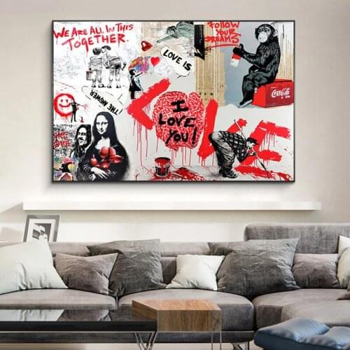 Abstract Street Graffiti Art Canvas Painting Creative Combination Posters and Prints Wall Art Picture for Living Room Home Decor