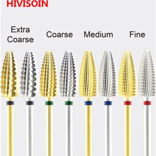 Typhoon Bit(Fastest Remove Acrylics&Gels)[Gold/Silver]-One directional(for Right Hand use only)-HIVISOIN Carbide Nail Drill Bit