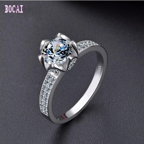 BOCAI Rings With Cubic Zirkonia For Women