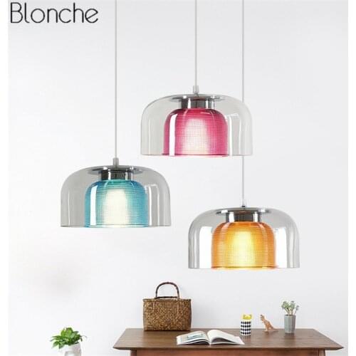Nordic Colorful Glass Pendant Lights Led Hanging Lamp Modern Hanglamp for Living Room Bedroom Kitchen Home Decor Light Fixtures