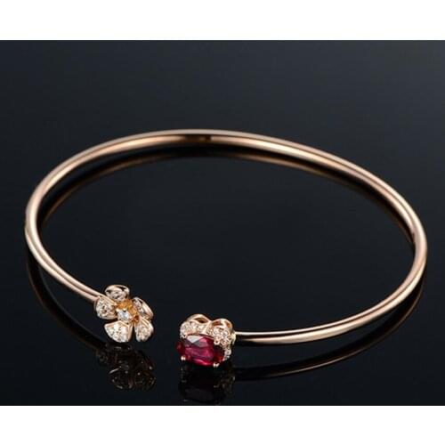 DB106 Classic Flower sell product red stone bracelet new jewelry women and girl jewelry for brithday gift Bangle