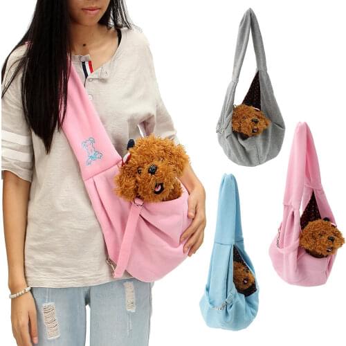 Reversible Small Dog Cat Sling Carrier Bag Travel Double Sided Pouch Shoulder Carry Handbag