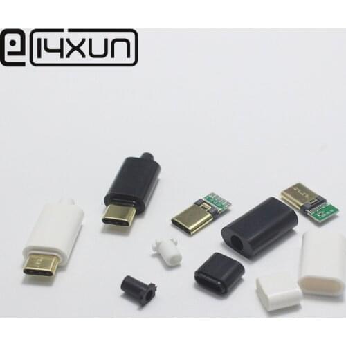 EClyxun 2set Gold-plated OTG USB 3.1 5P Type C Male Plug Welding Type USB-C 4 in 1 DIY Repairs Cable Charger Connector for Phone