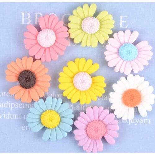 20pcs/lot Daisy Flower Flatback Resin Cabochons Headwear Accessories DIY Scrapbooking for Embellishments Decoration Craft