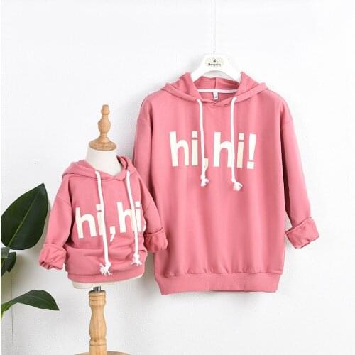Mommy and me clothes family matching clothes mommy and daughter hoodie letter outfits fall clothes for women and kids baby