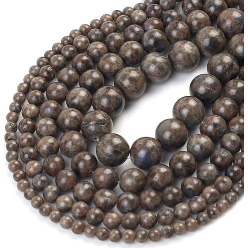 Natural Africa Labradorite Stone Beads Brown Round Loose Beads For Jewelry DIY Making Bracelet Accessories 15" 4/6/8/10/12mm