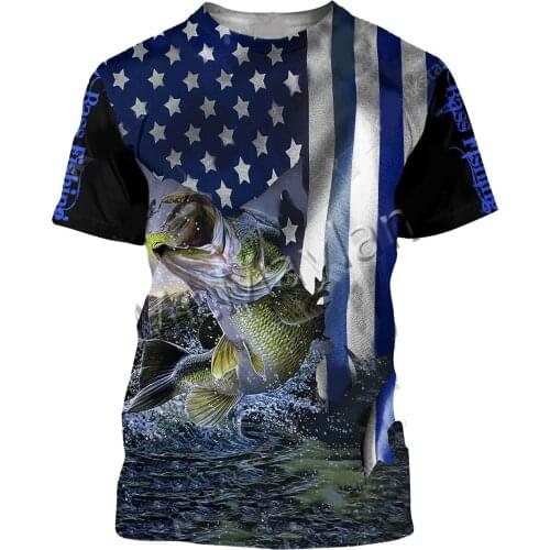 Summer Fashion Animal Bass Fishing Art Camo Men/Women Leisure O-neck T-shirt 3D Print Unisex Streetwear / T shirts / Tank S-187