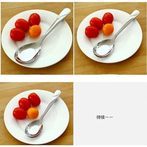 Small 14.5*4cm Creative thick stainless steel tableware spoon children Soup spoon tablespoon Silver 10PC/LOT