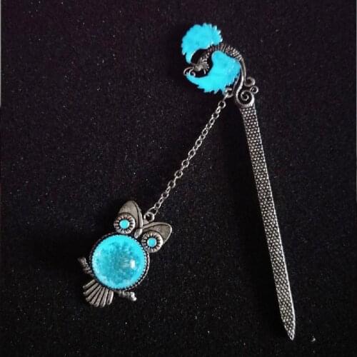 Cute Luminous Metal Feather Bookmark Owl Phoenix Life Tree Bookmark Souvenir Gift Exquisite Book Accessories Office Supplies