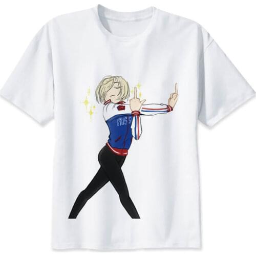 Anime T shirt men t shirt fashion yuri on ice t-shirt O Neck white Russian TShirts For man funny Top Tees M8080