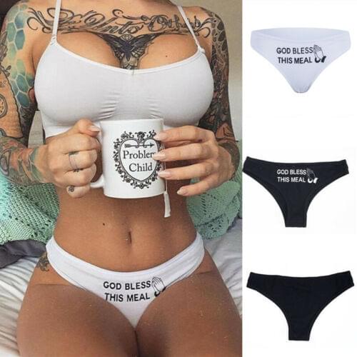 New Women Sexy Cotton Panties GOD BLESS THIS MEAL Underwear Nightwear Briefs Soft Comfort Underpants