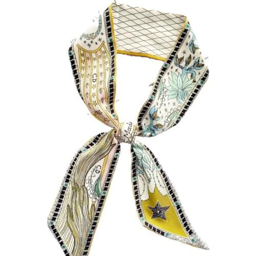 New Small Long Silk Scarf Womens Multi-Functional Hair Band Ribbon Graceful and Fashionable