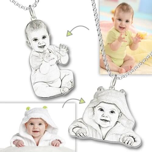 Custom Baby Photo Silver Necklace Custom S925 Silver Necklace Jewelry Pendant Silver Necklaces Women Jewelery Memorial Gifts