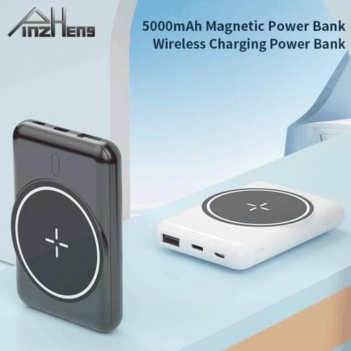 PINZHENG 10W PD Fast Charge Magsafe Wireless Charger 5000mAh Power Bank For iPhone 12 Pro Max Backup Bracket Portable Powerbank