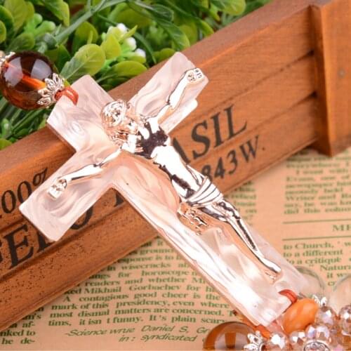 Pendant Metal Diamond Cross Jesus Christian Religious Mirror Ornaments Hanging Styling Accessories